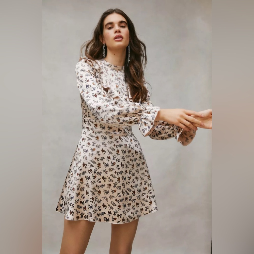 Laura Ashley UO Exclusive Candy Long Sleeve Mini Dress Size Small